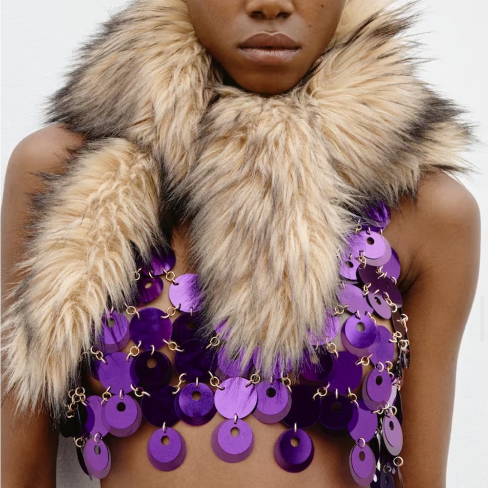 H&M paco Rabanne circle metallic purple  bra bralette crop top. NWT